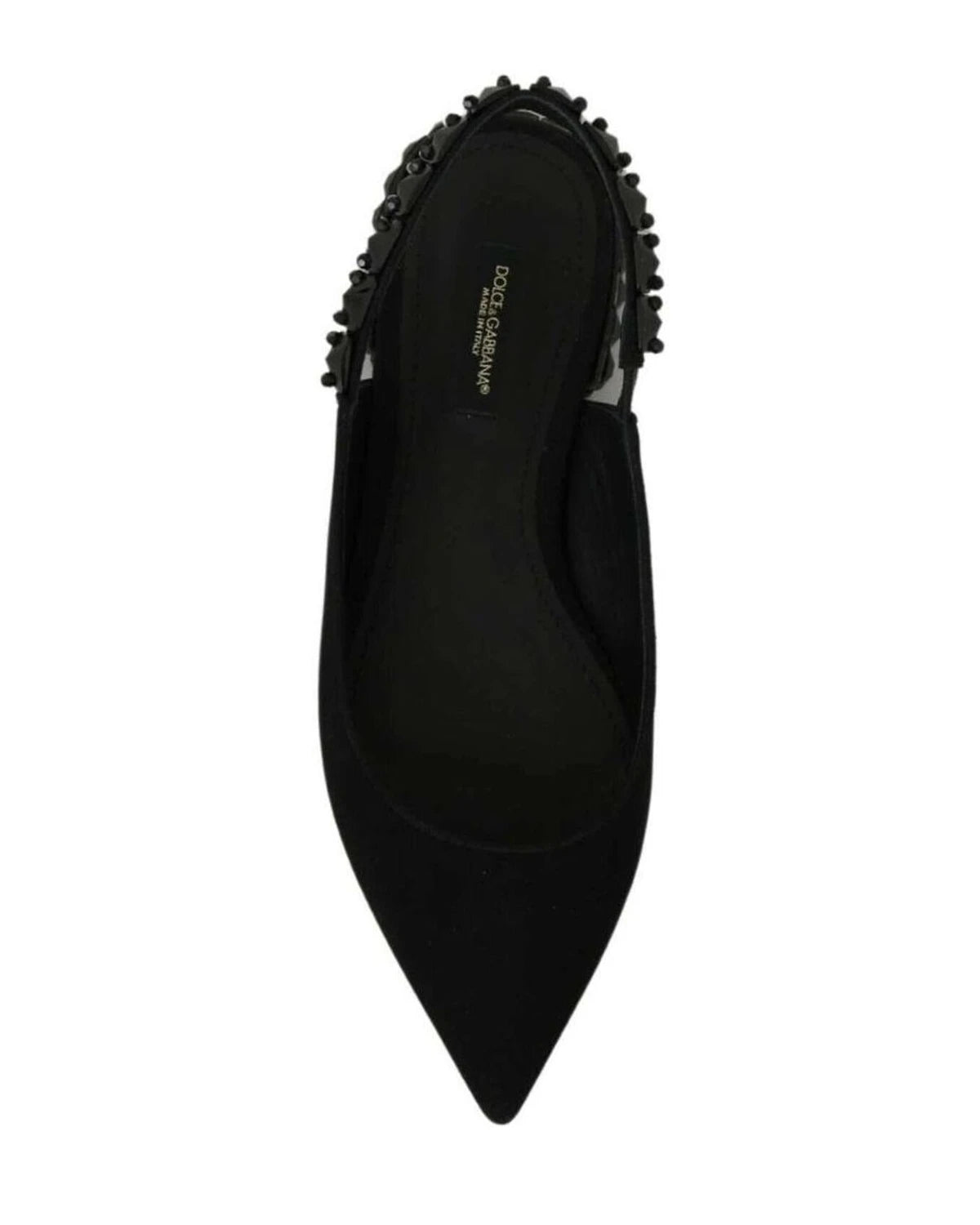 Dolce & Gabbana Black Flats Slingback Charmeuse Shoes Flats