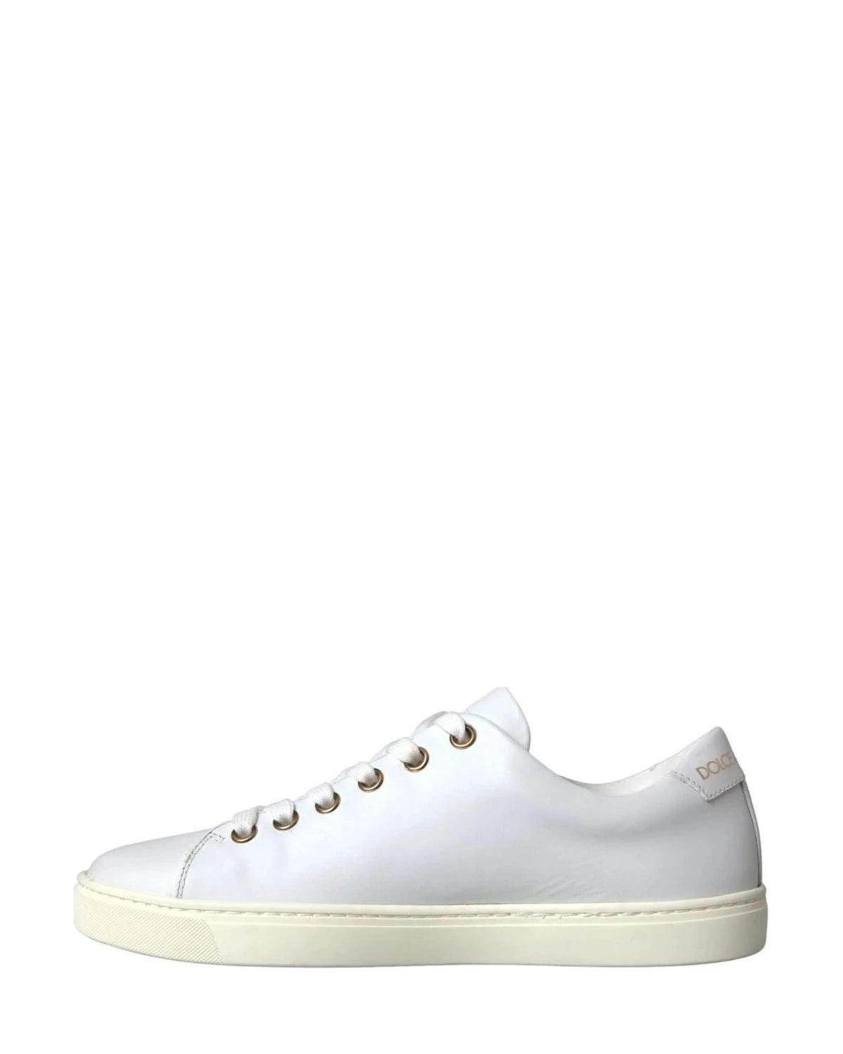 Dolce & Gabbana White Leather Gold Red Heart Sneakers Shoes Sneakers