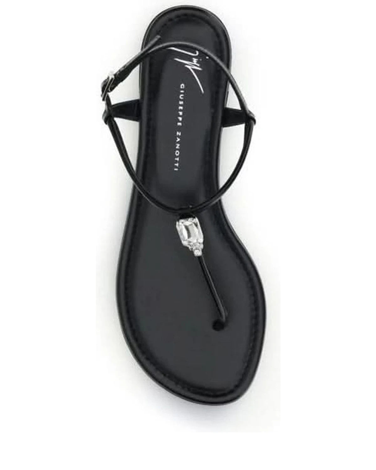 Giuseppe Zanotti Black Calf Leather Bos Taurus Flat Sandals Sandals