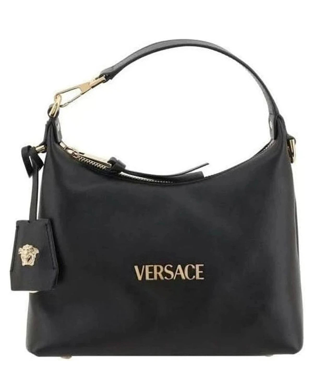 Versace Black Calf Leather Bos Taurus Handbag Hobo Bags