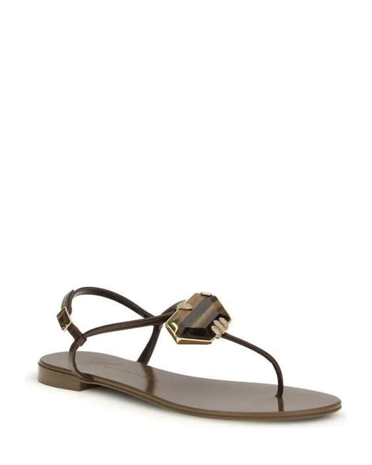 Giuseppe Zanotti Brown Stainless Steel Flat Sandals Sandals