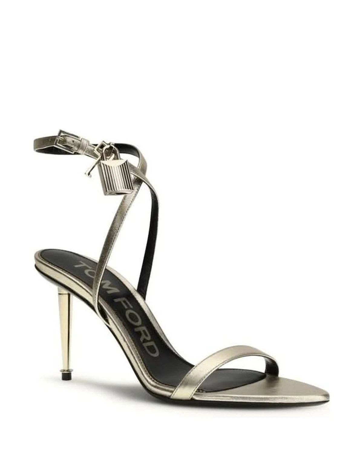 Tom Ford Gold Calf Leather Bos Taurus Stiletto Heel