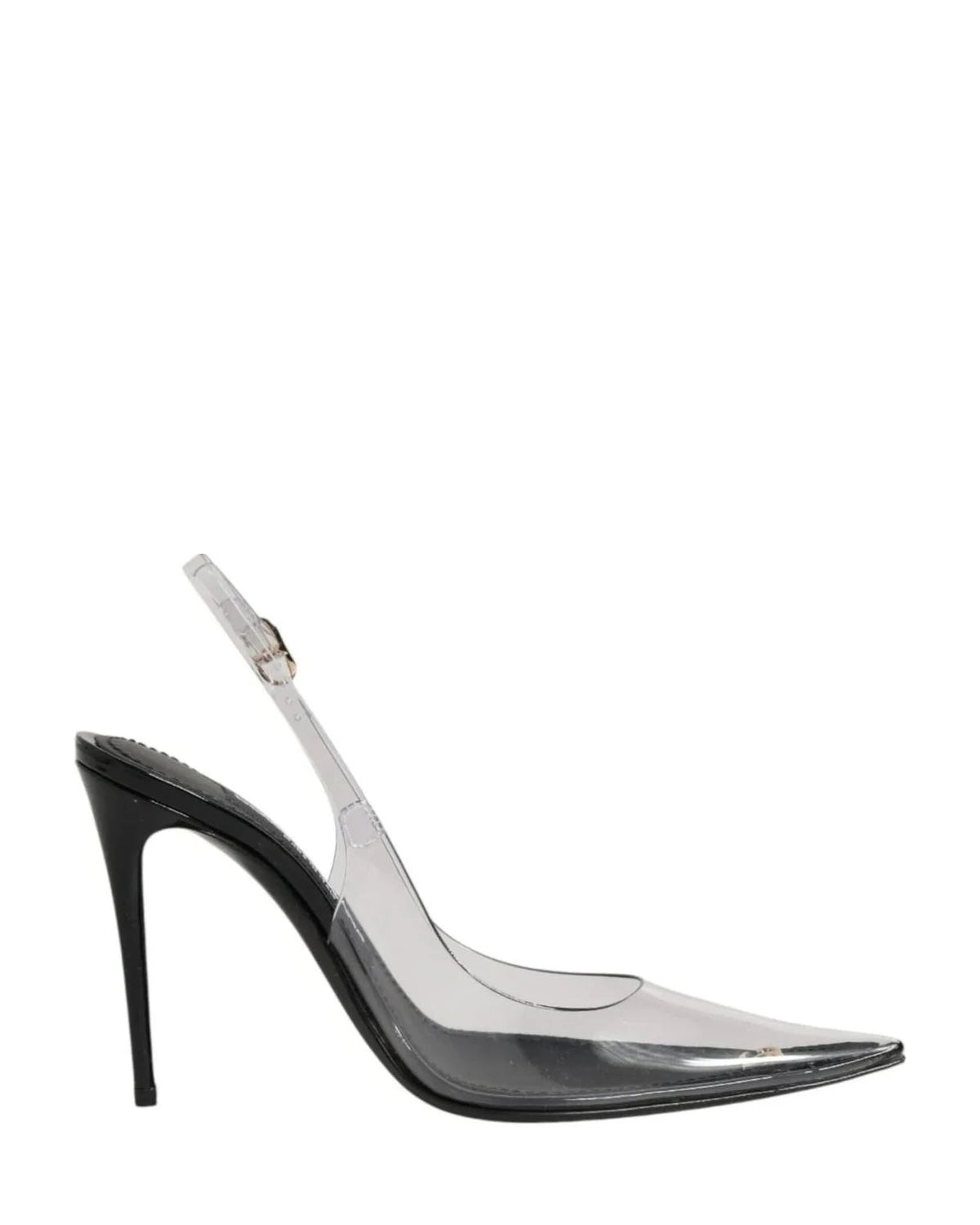 Dolce & Gabbana Black Leather Clear Pvc Slingback Pumps Shoes