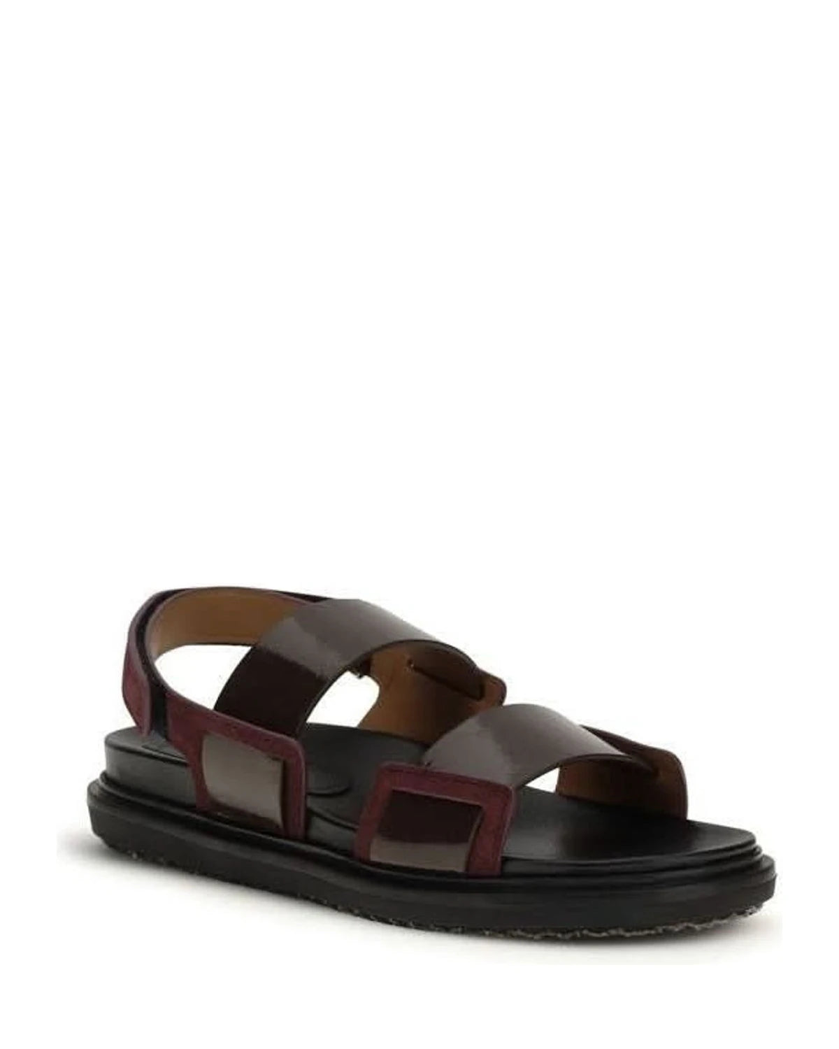 Marni Black Leather Calf Bos Taurus Strap Sandals