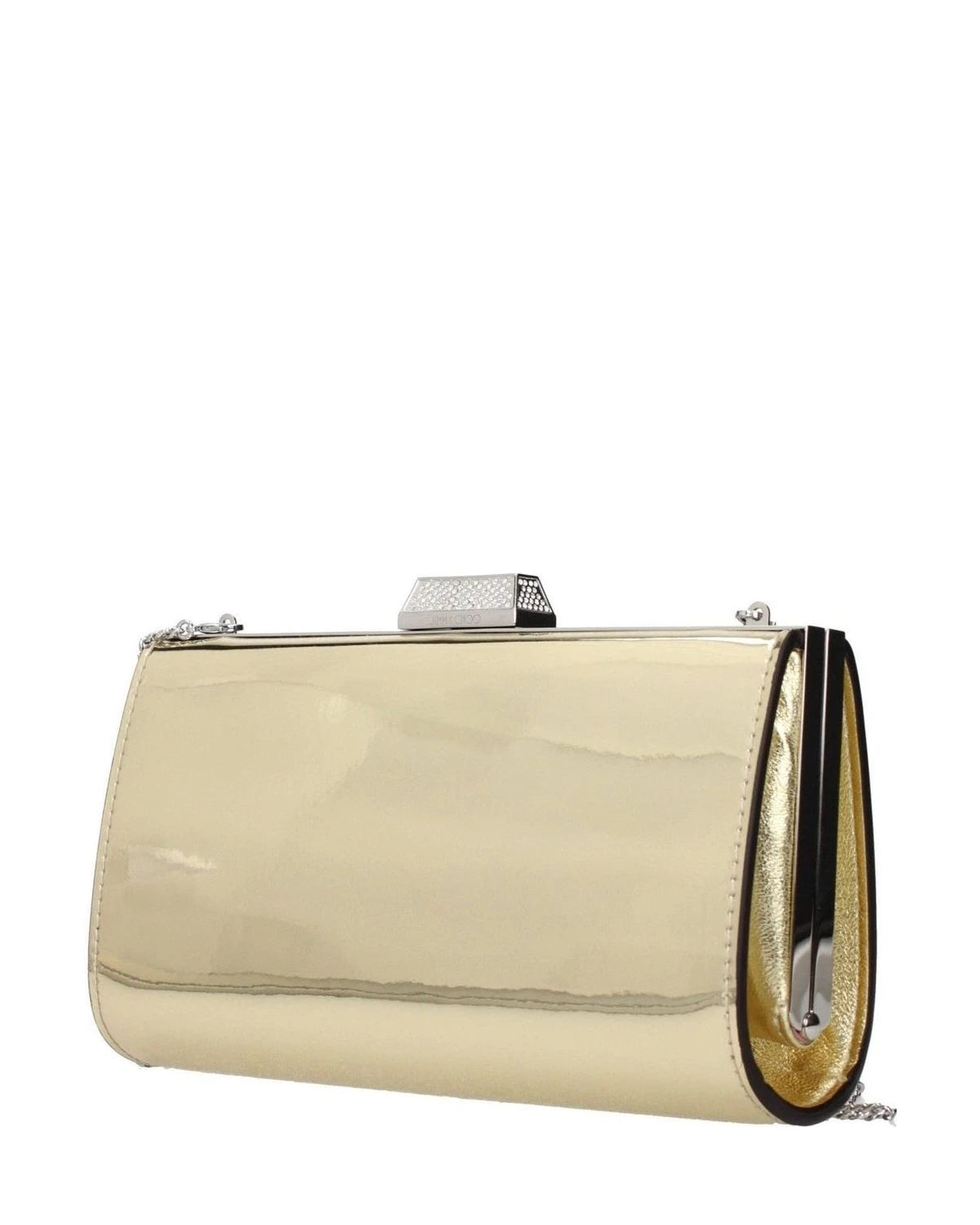 Jimmy Choo Gold Leather Clutch Bag