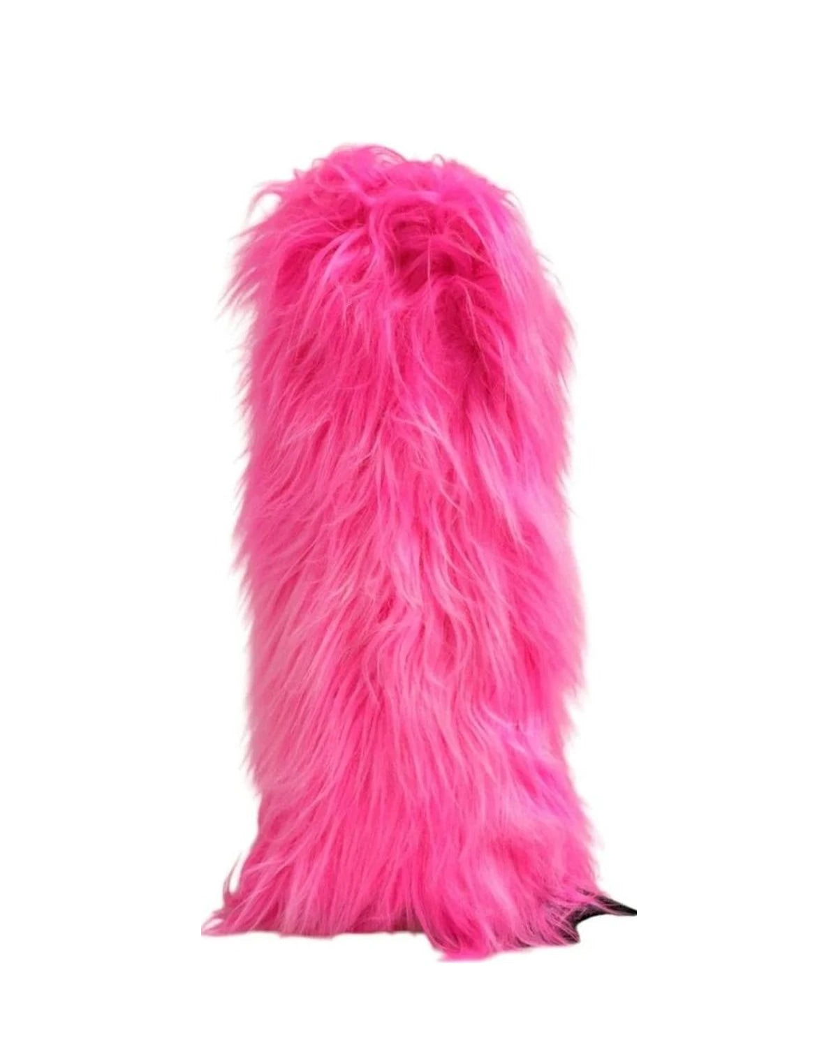 Dolce & Gabbana Pink Leather Faux Fur High Heels Boots Shoes