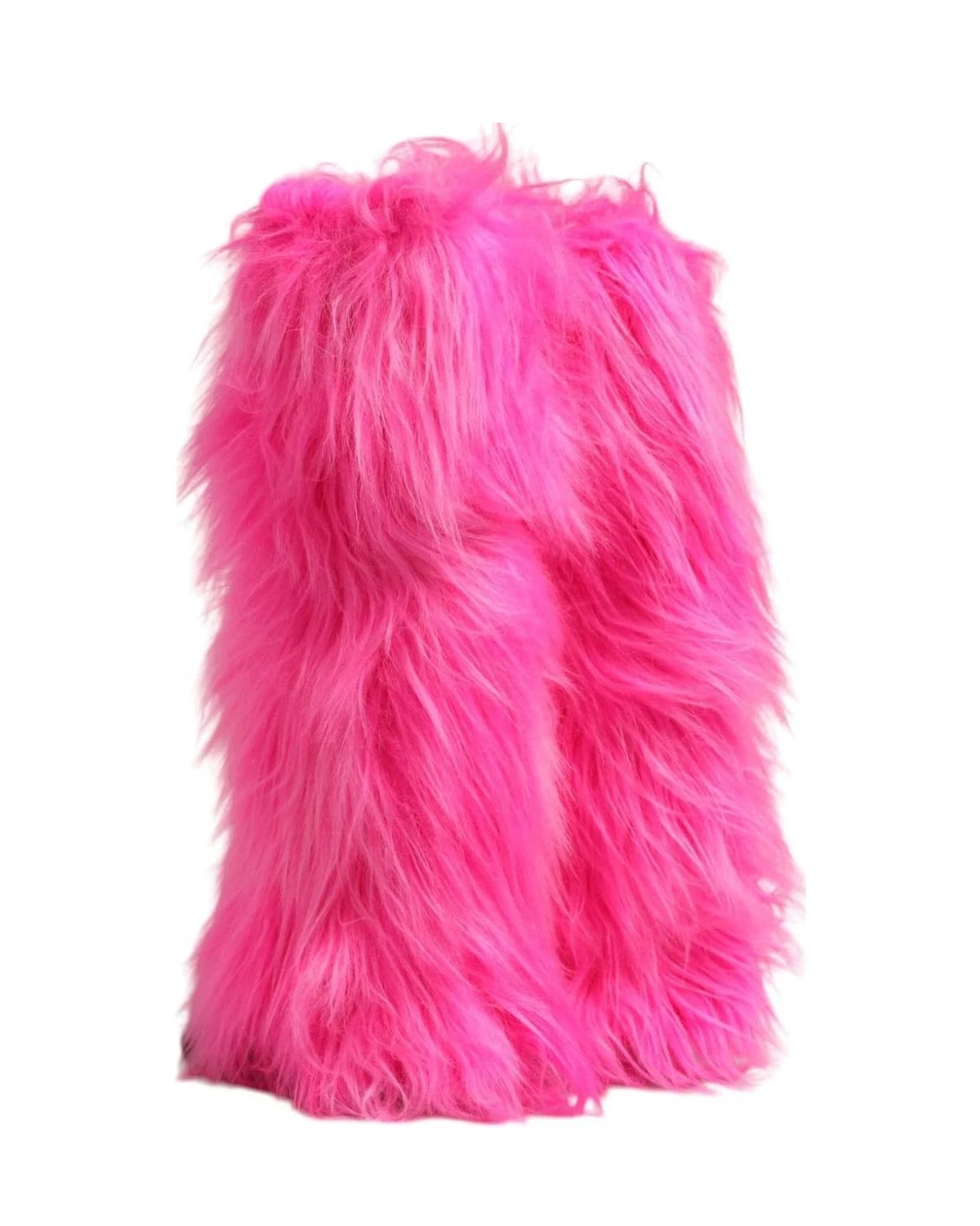 Dolce & Gabbana Pink Leather Faux Fur High Heels Boots Shoes