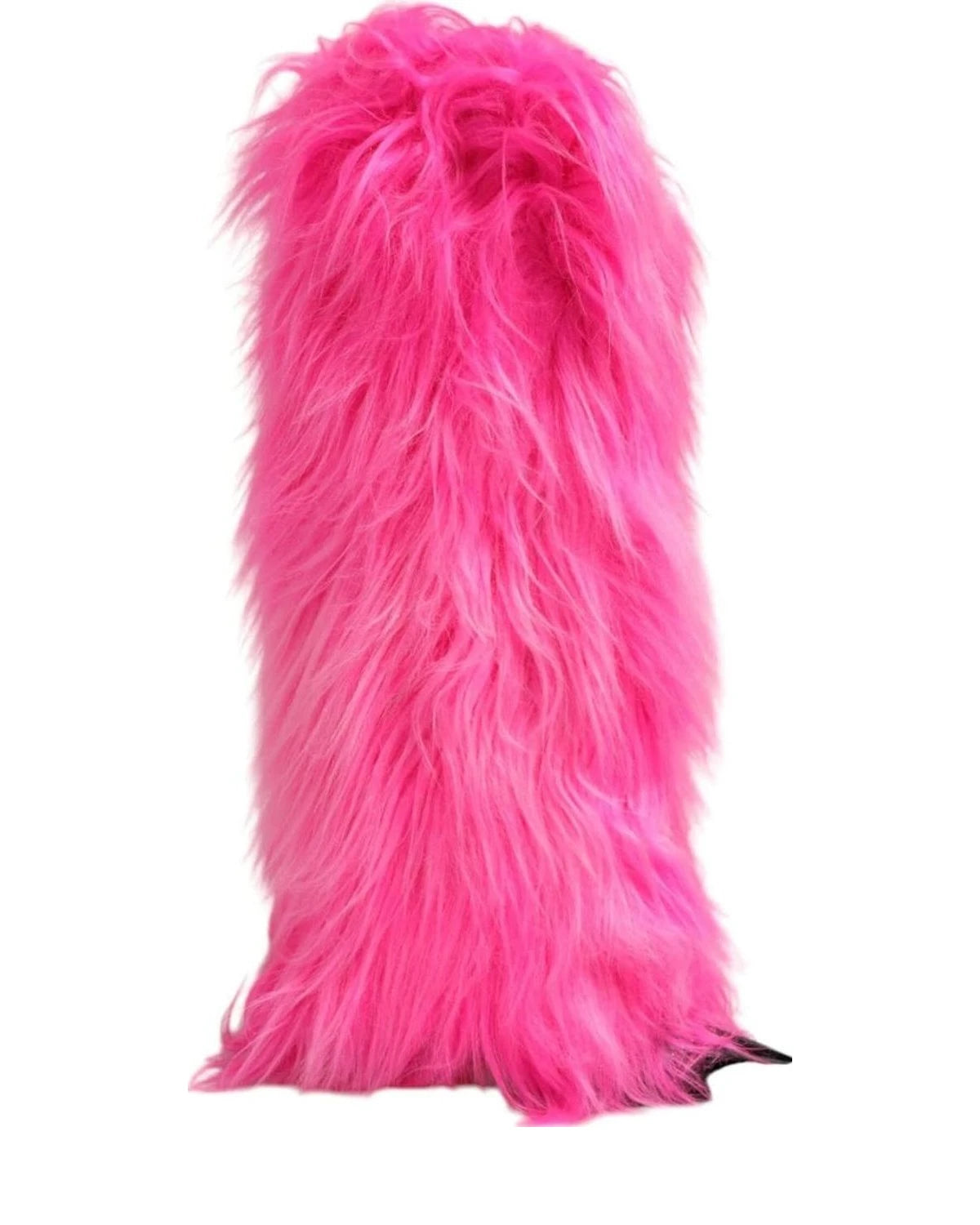 Dolce & Gabbana Pink Leather Faux Fur High Heels Boots Shoes