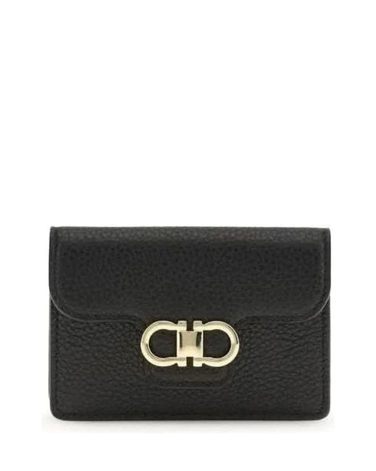 Ferragamo Black Calf Leather Bos Taurus Wallet