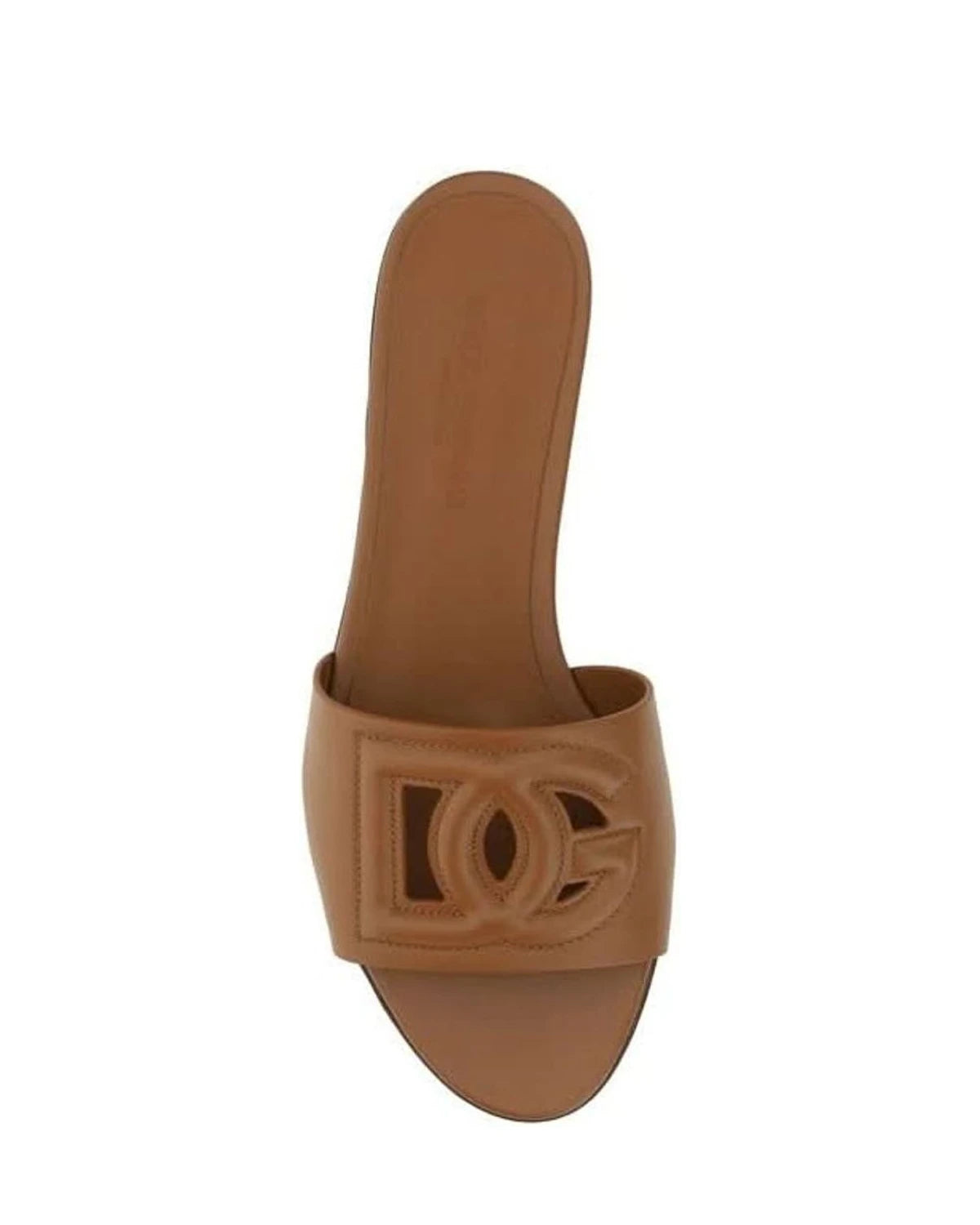Dolce & Gabbana Brown Calf Leather Bos Taurus Flat Sandals