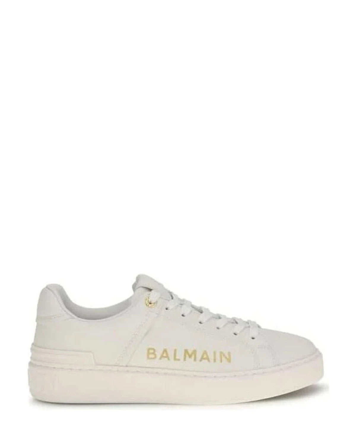Balmain White Calf Leather Bos Taurus Low Top Sneakers