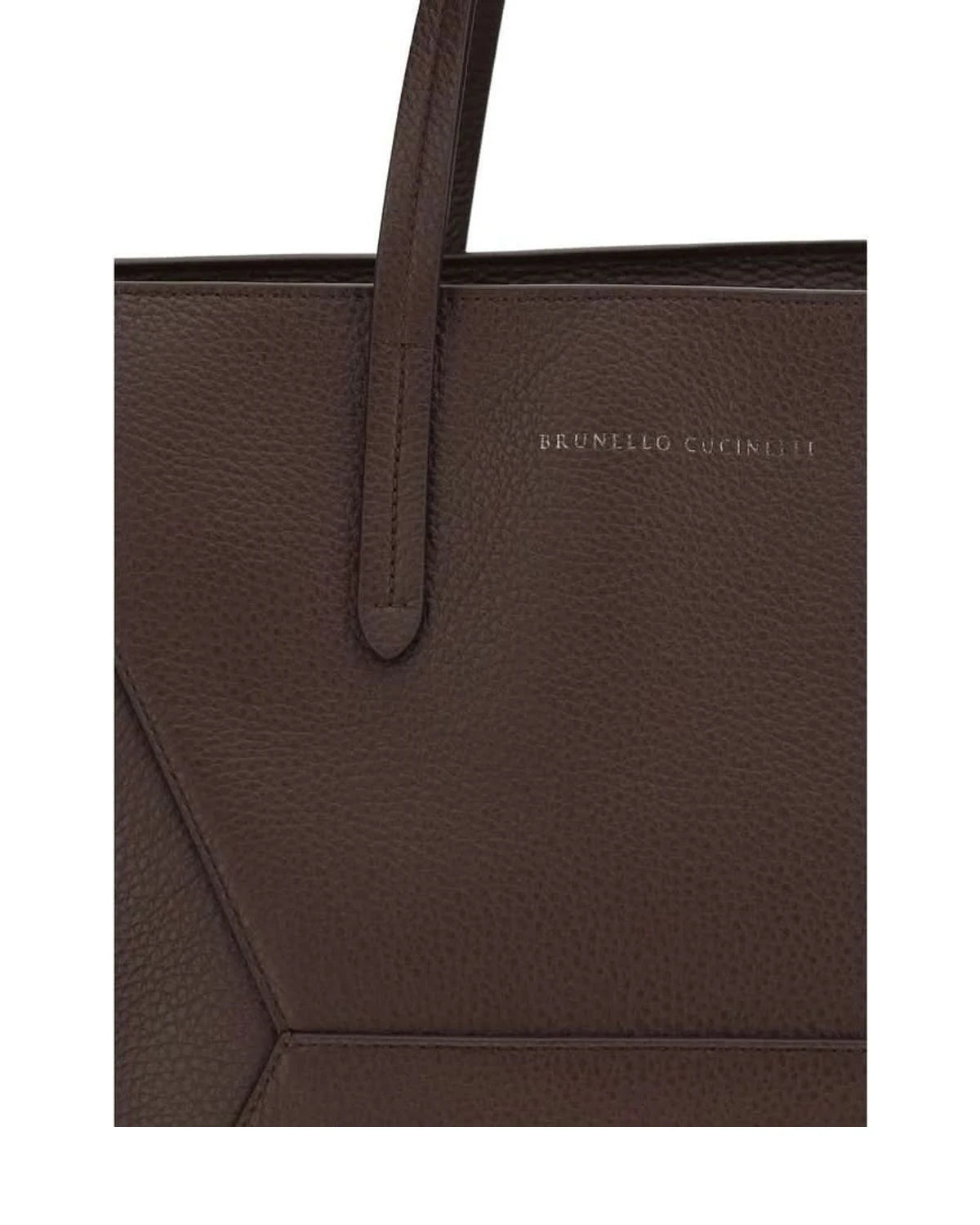 Brunello Cucinelli Brown Calf Leather Bos Taurus Shoulder Bag