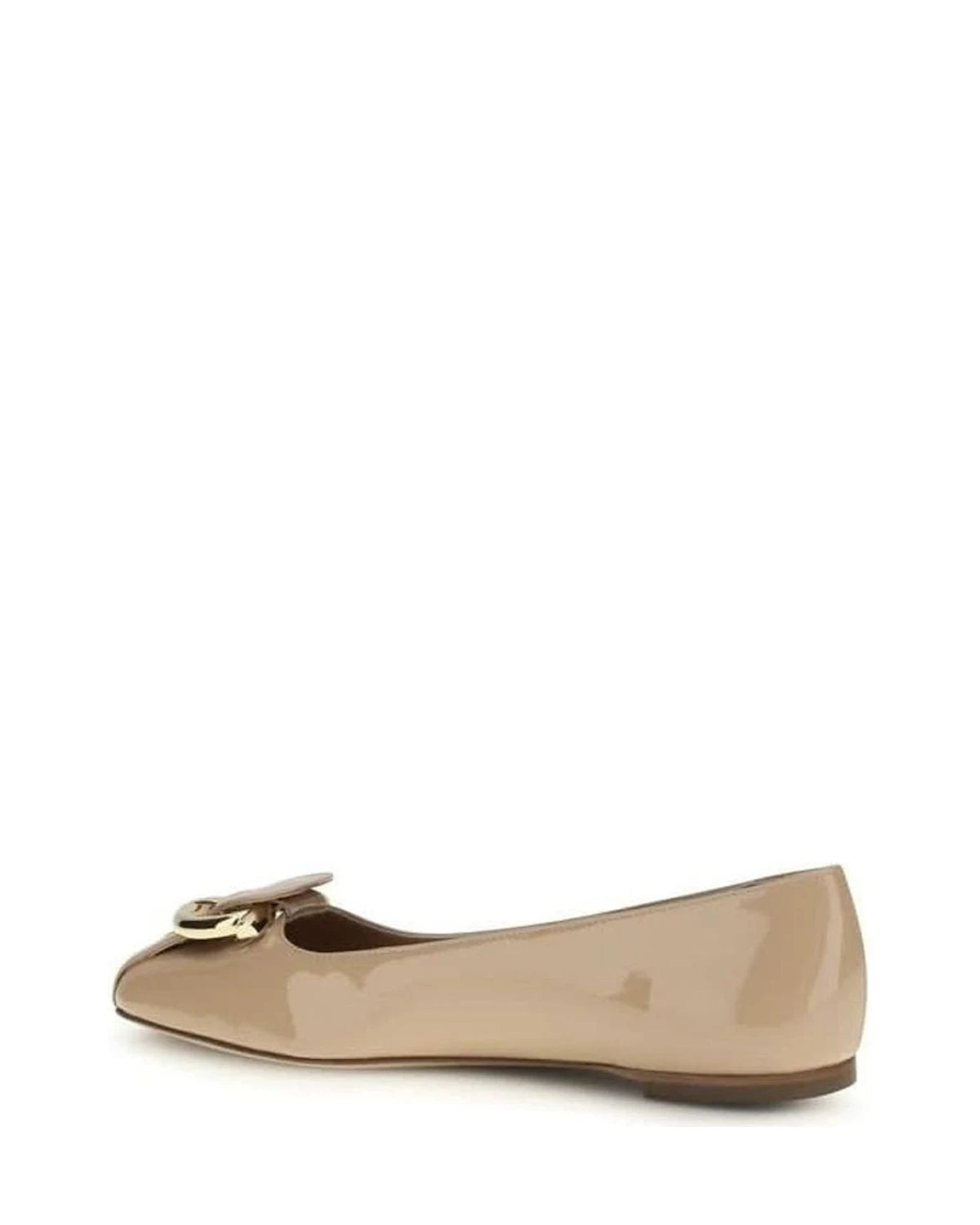 Ferragamo Beige Calf Leather Bos Taurus Ballet Flats