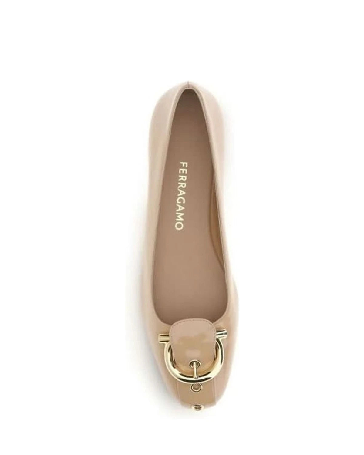 Ferragamo Beige Calf Leather Bos Taurus Ballet Flats