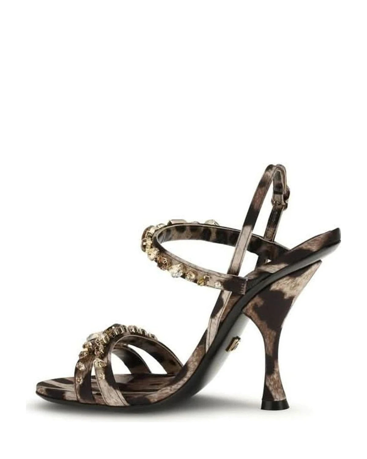 Dolce & Gabbana Brown Fabric Stiletto Heel Sandals
