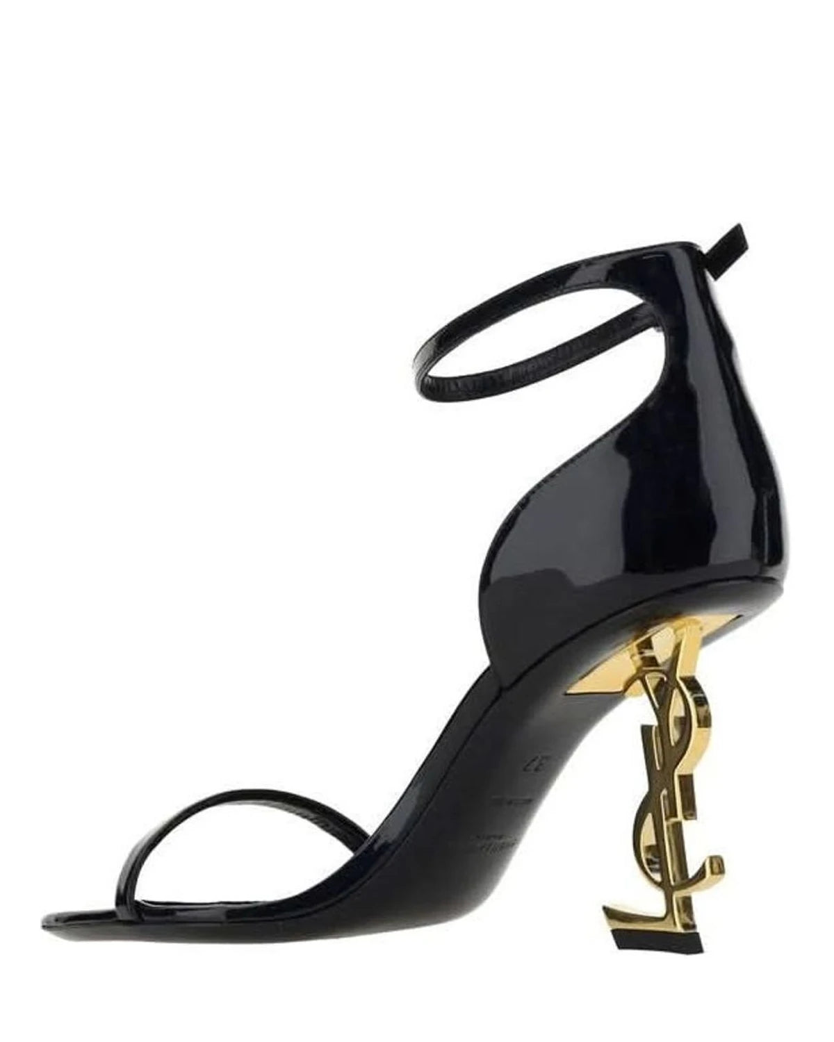 Saint Laurent Black Calf Leather Bos Taurus Stiletto Heel Sandals