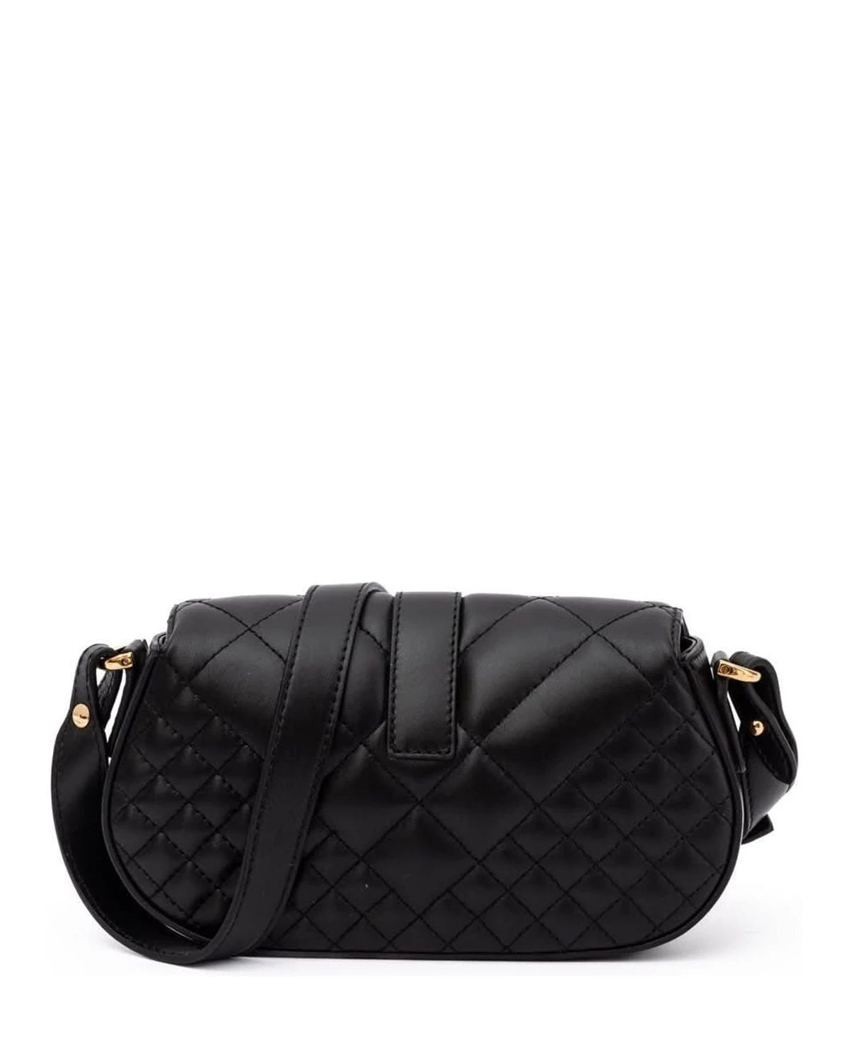 Versace Black Leather Quilted Shoulder Strap Bag Glam Steals
