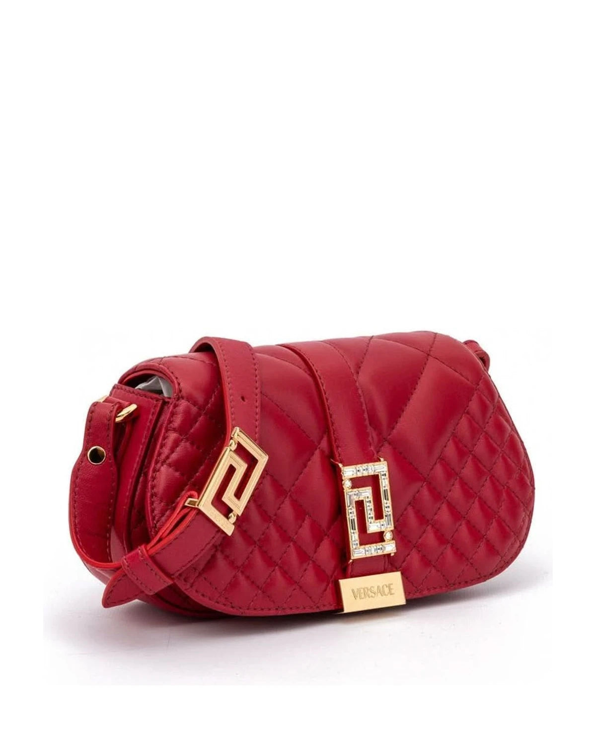 Versace Red Leather Quilted Shoulder Strap Bag Glam Steals