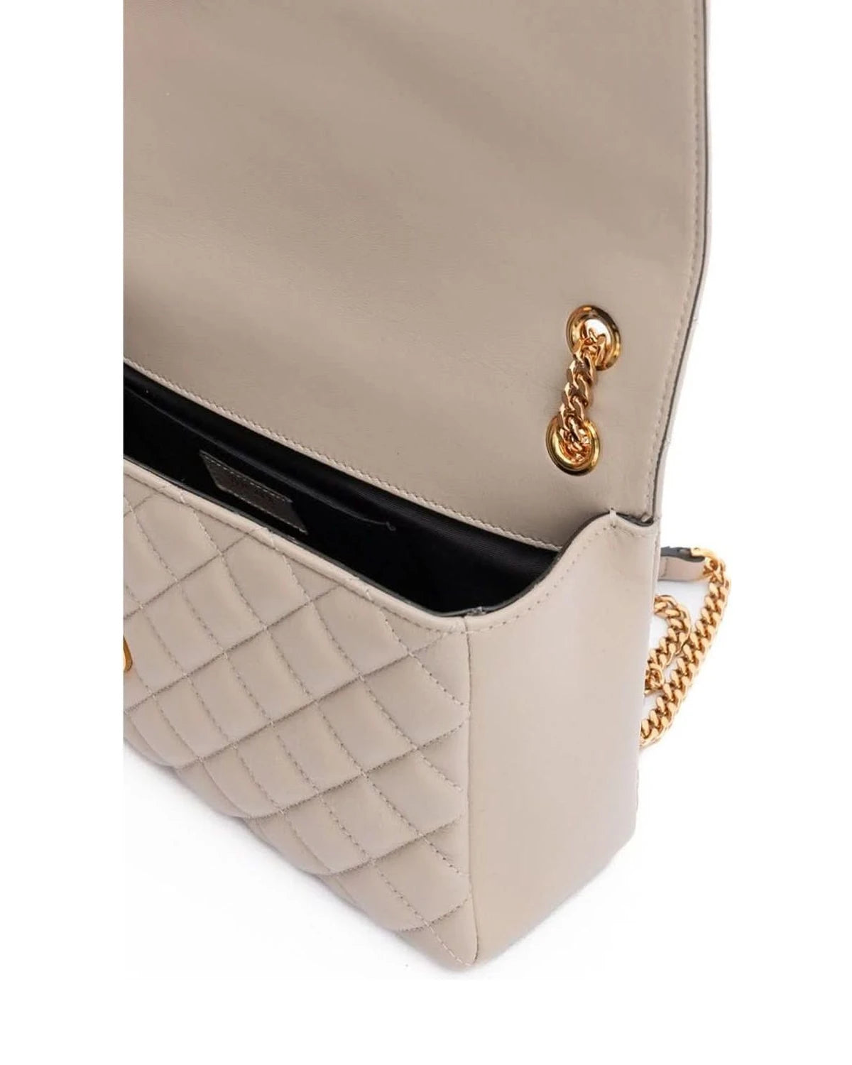 Versace Taupe Leather Quilted Shoulder Strap Bag Glam Steals
