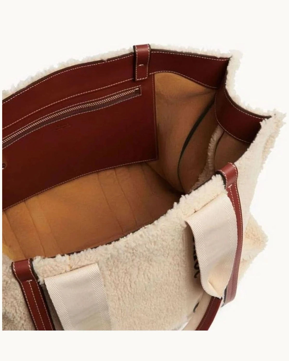 Chloé Beige Lamb Fur Tote Bag Glam Steals