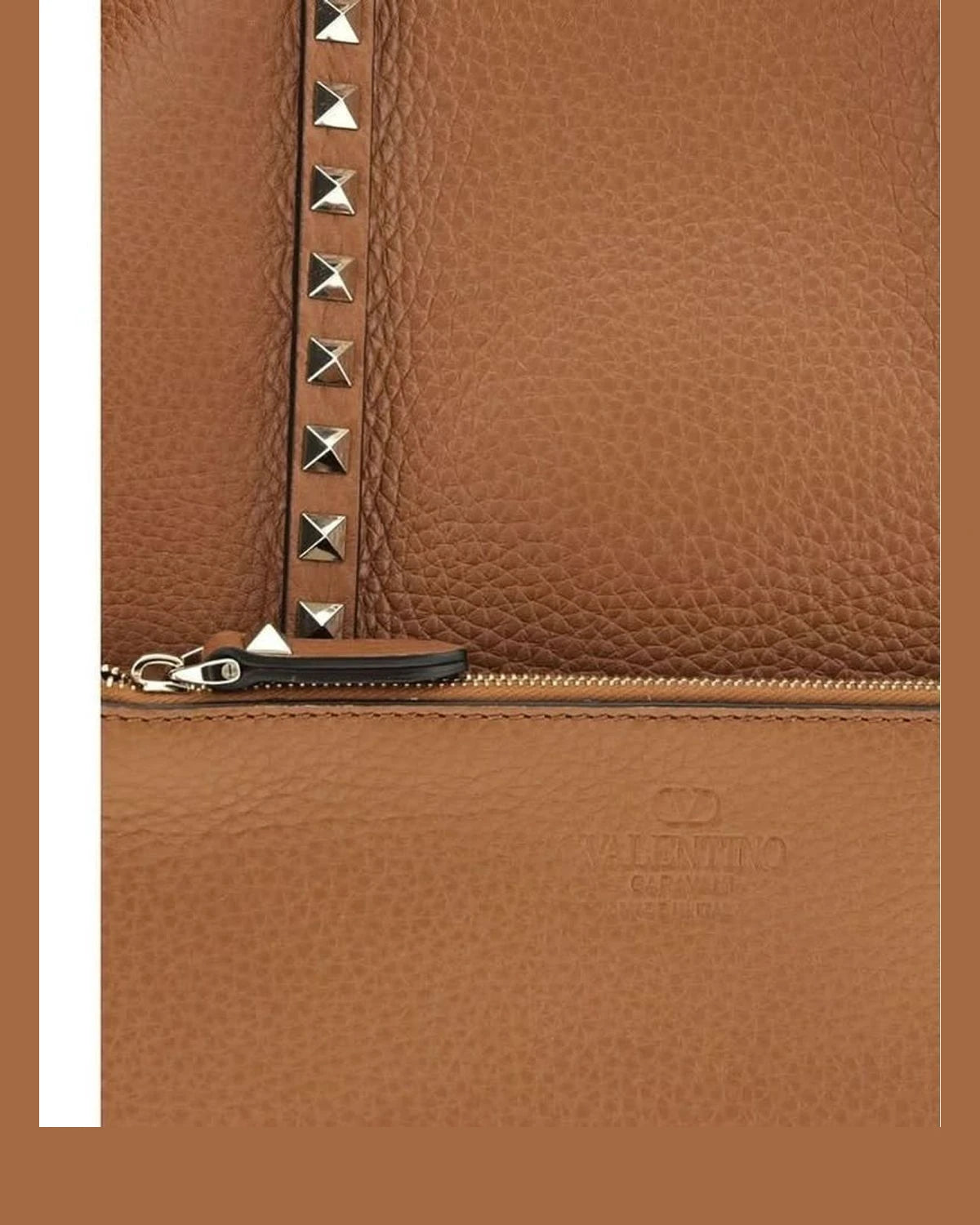 Valentino Garavani Brown Calf Leather Bos Taurus Shoulder Bag
