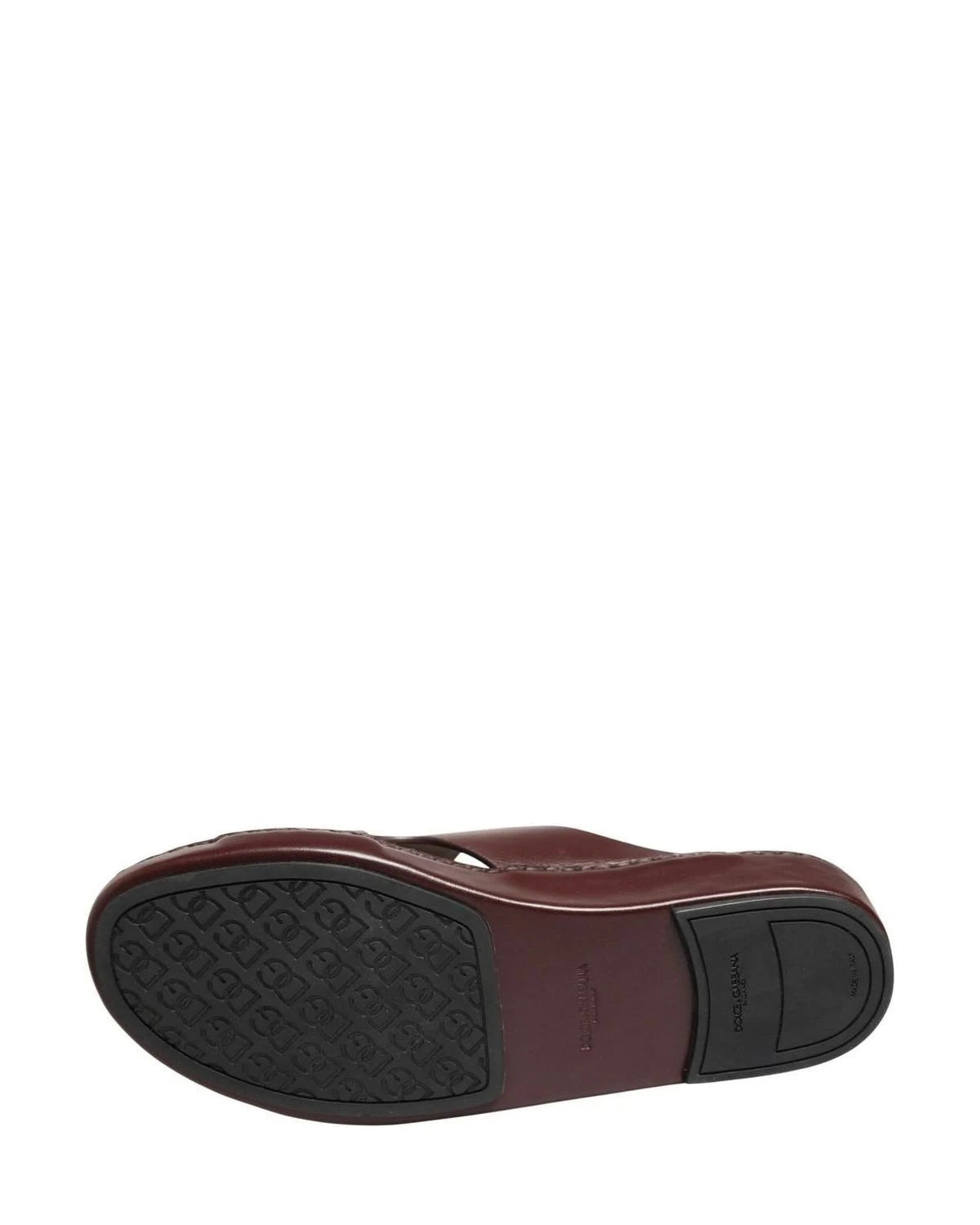 Dolce & Gabbana Leather Maroon Cutout Dg Logo Sandals