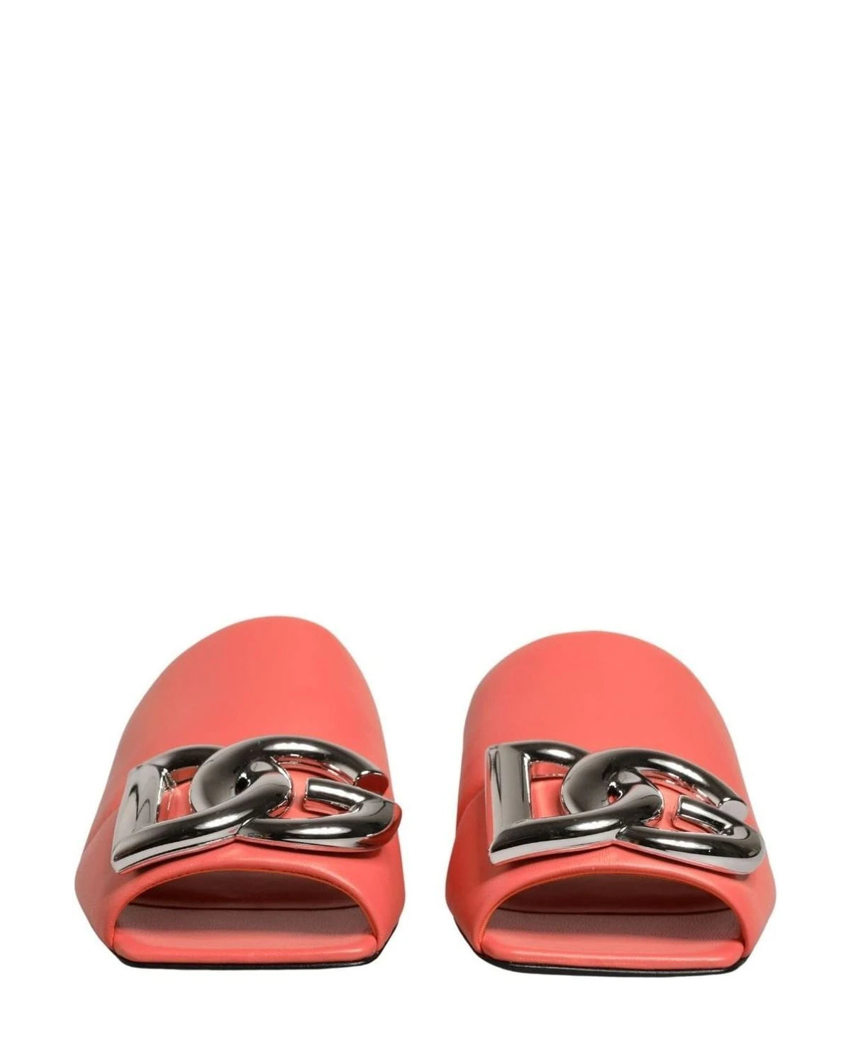 Dolce & Gabbana Orange Leather Dg Logo Flats