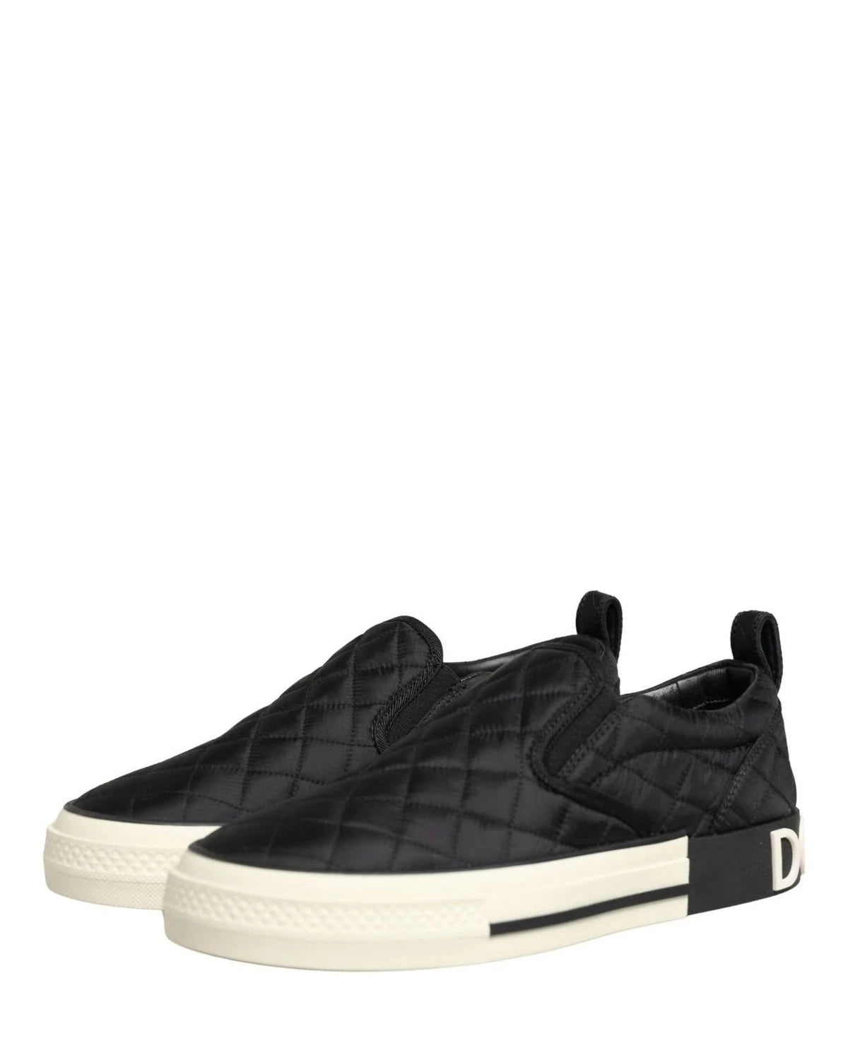 Dolce & Gabbana Black Quilted Slip On Low Top Sneakers Shoes Glam Steals