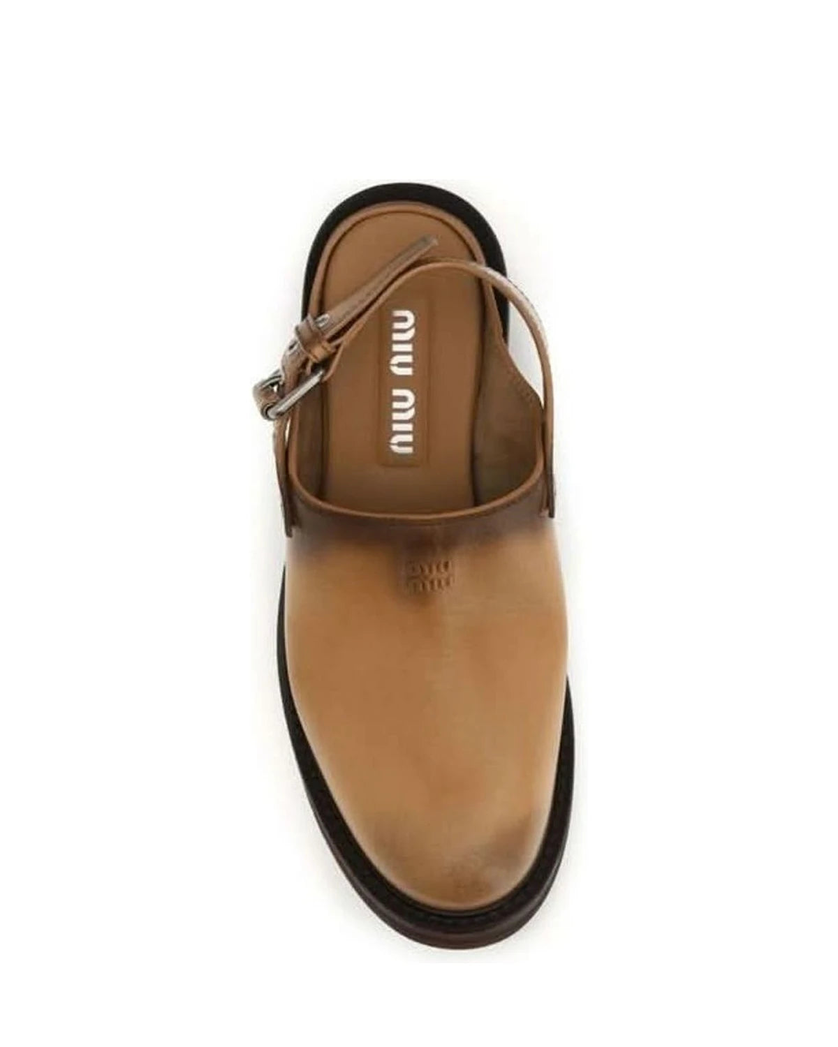Miu Miu Brown Leather Calf Bos Taurus Mules Glam Steals