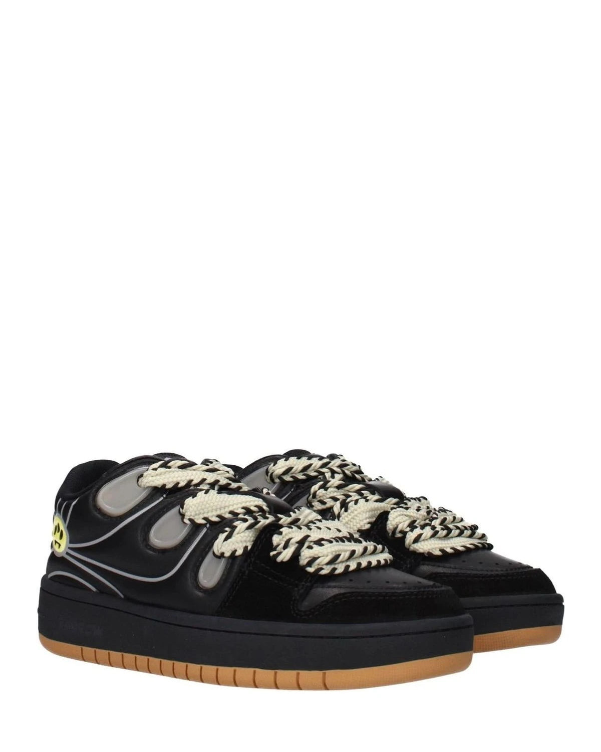Barrow Black Leather Low Top Sneakers Glam Steals