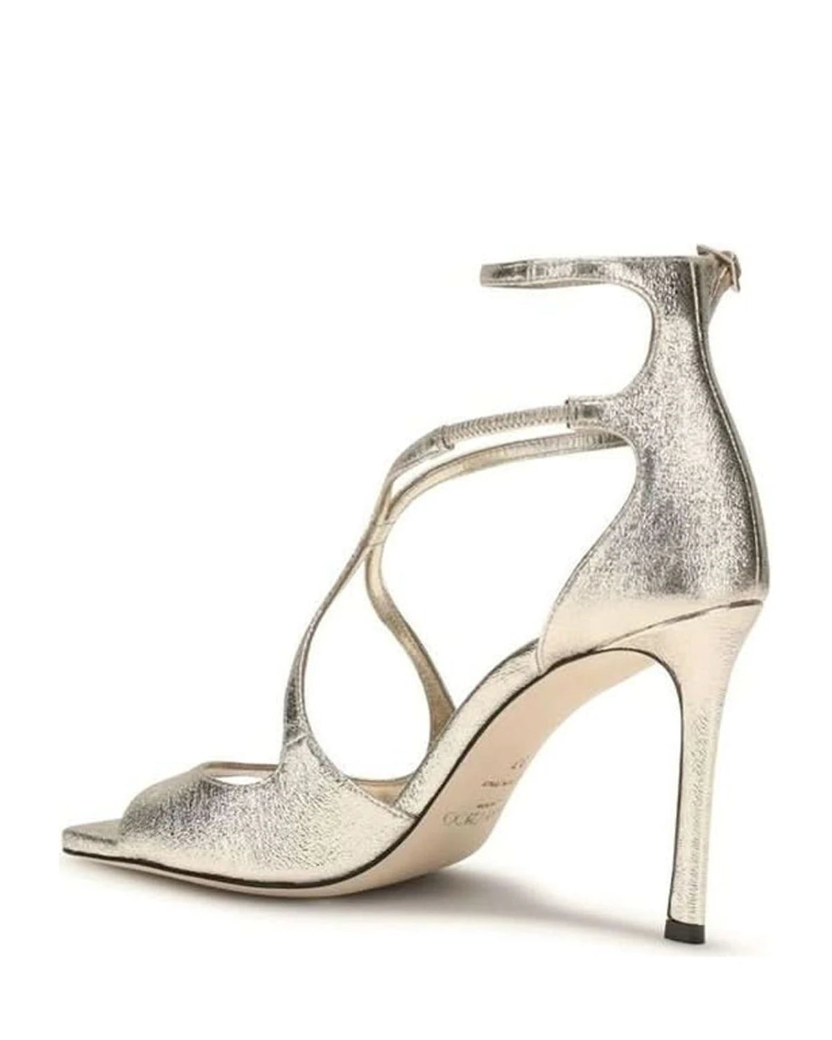 Jimmy Choo Gold Leather Calf Bos Taurus Stiletto Heel Sandals Glam Steals