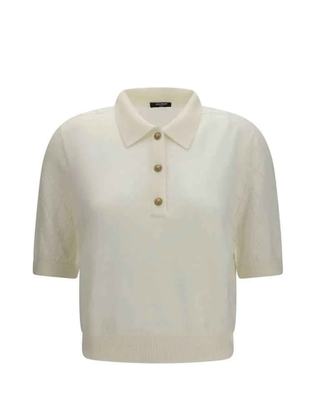 Balmain Polo in white, Merino Wool