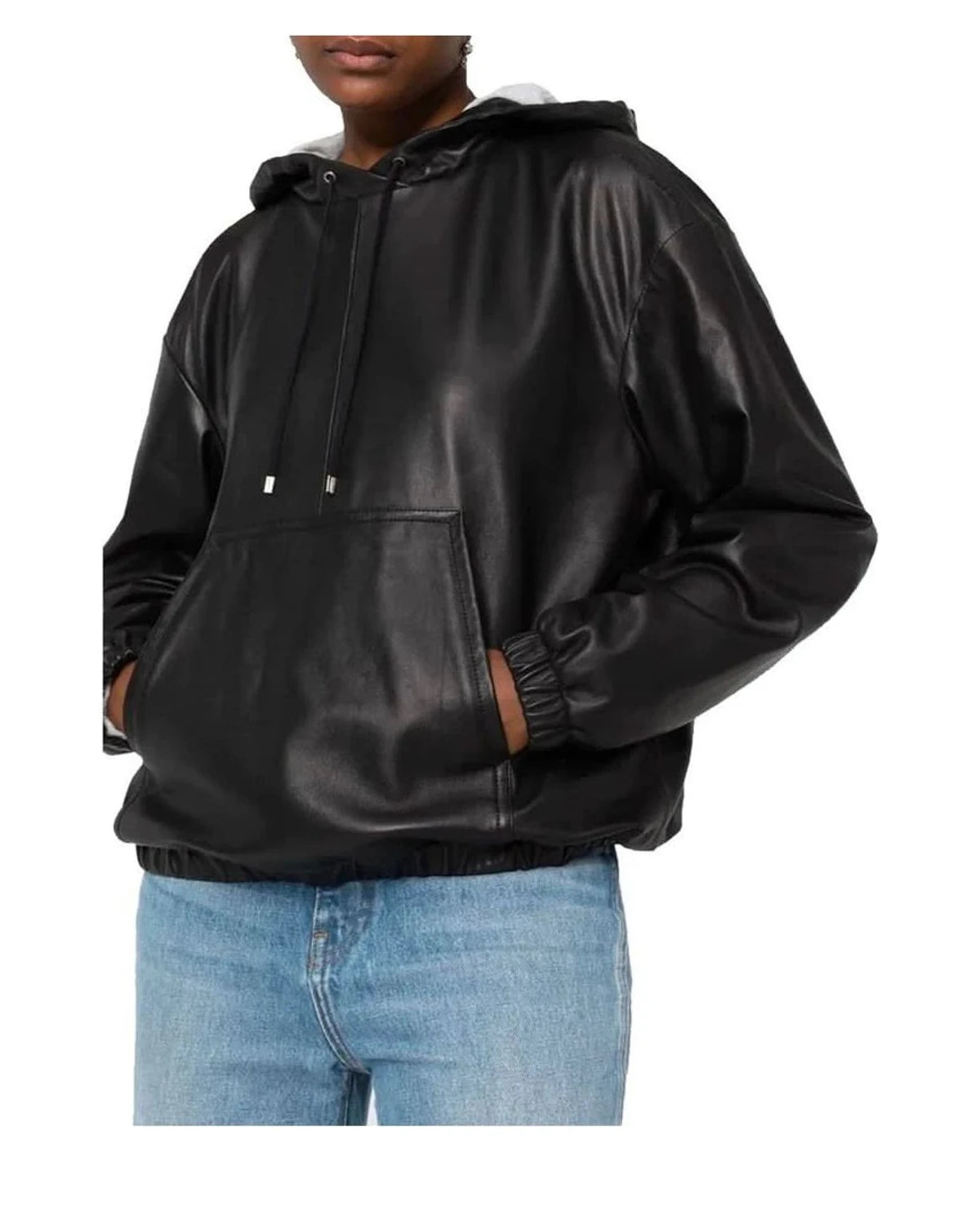 Saint Laurent Hoodie in black, Leather — view 2
