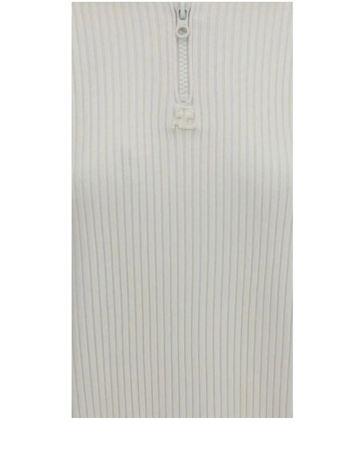 Courrèges Sweater in white, Merino Wool — view 3