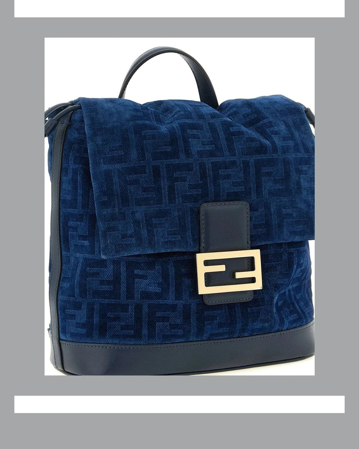 Fendi Backpack Handbag in blue, Cotton — view 3