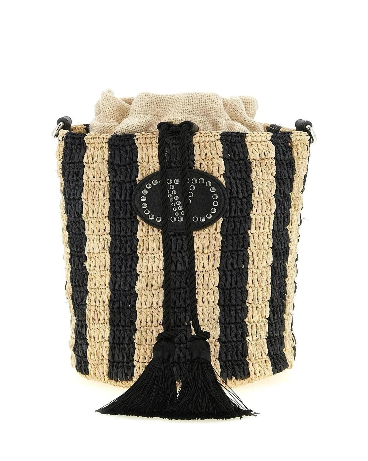 Valentino Garavani Bucket Bag in black, Straw