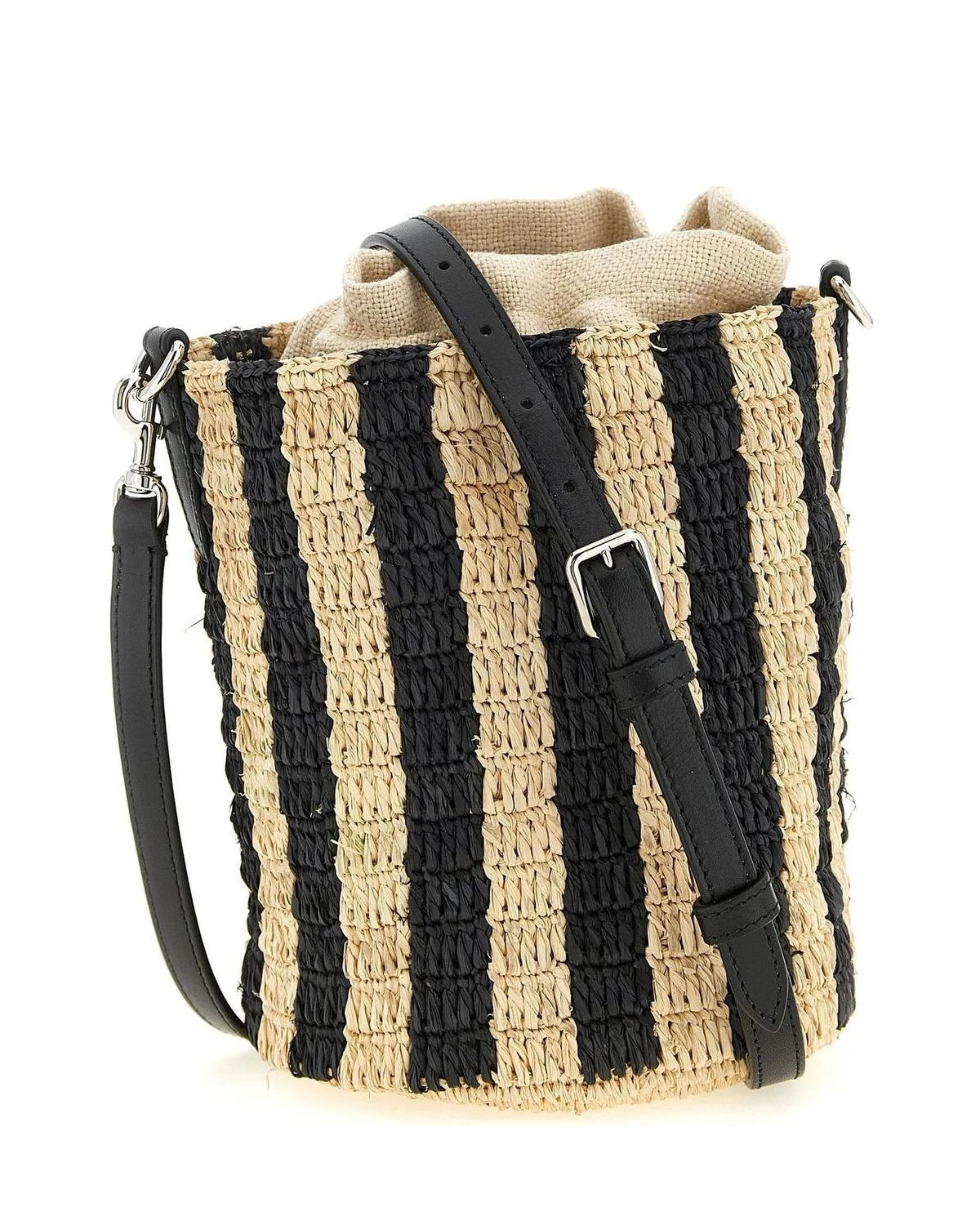 Valentino Garavani Bucket Bag in black, Straw — view 2