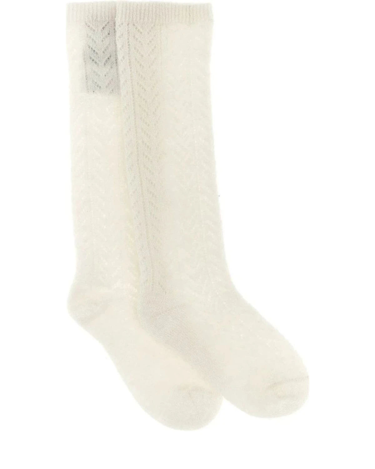 Valentino Garavani Crew Sock in white, Mohair Wool
