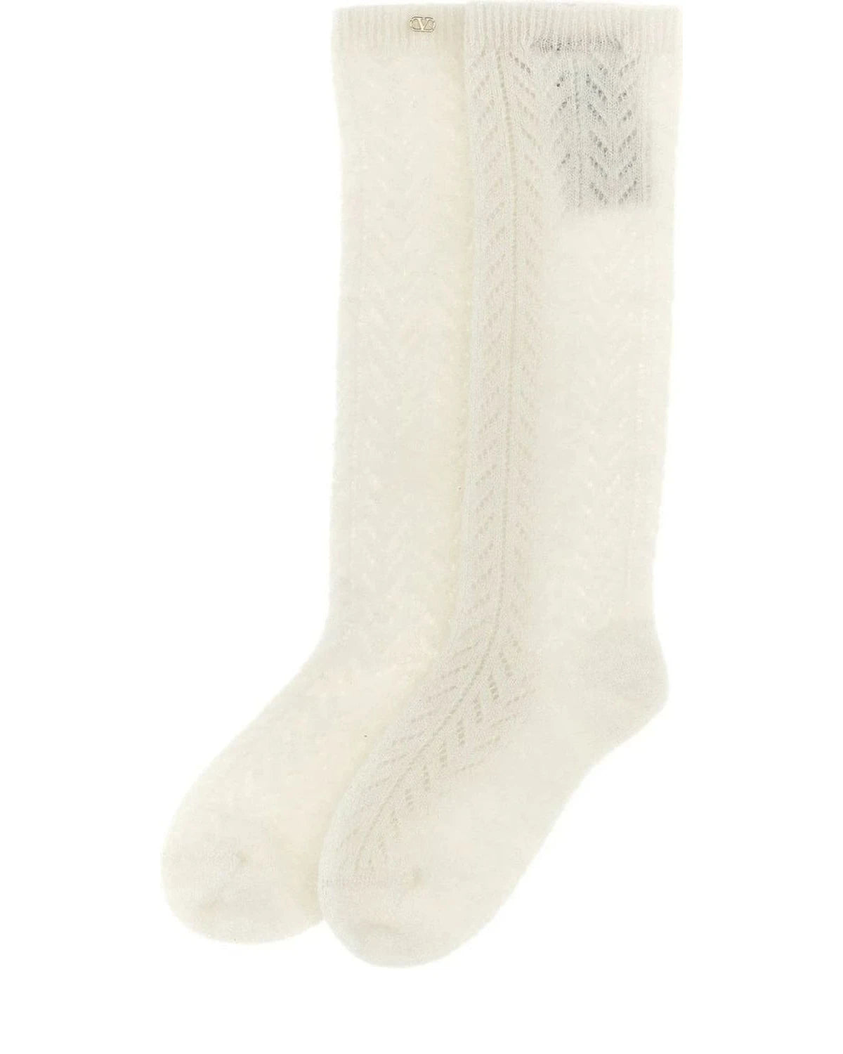 Valentino Garavani Crew Sock in white, Mohair Wool — view 2