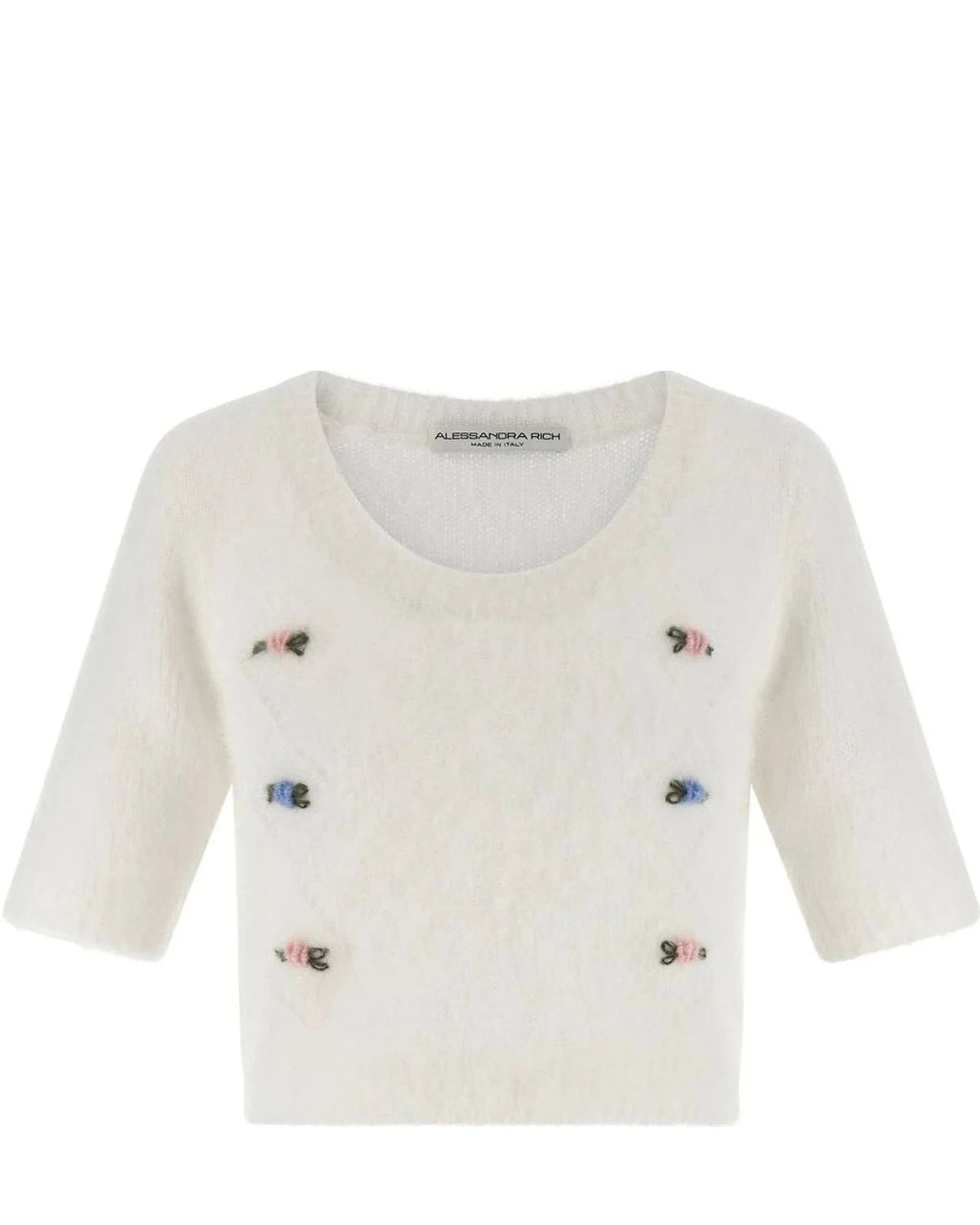 Alessandra Rich Sweater in white, Mohair Wool