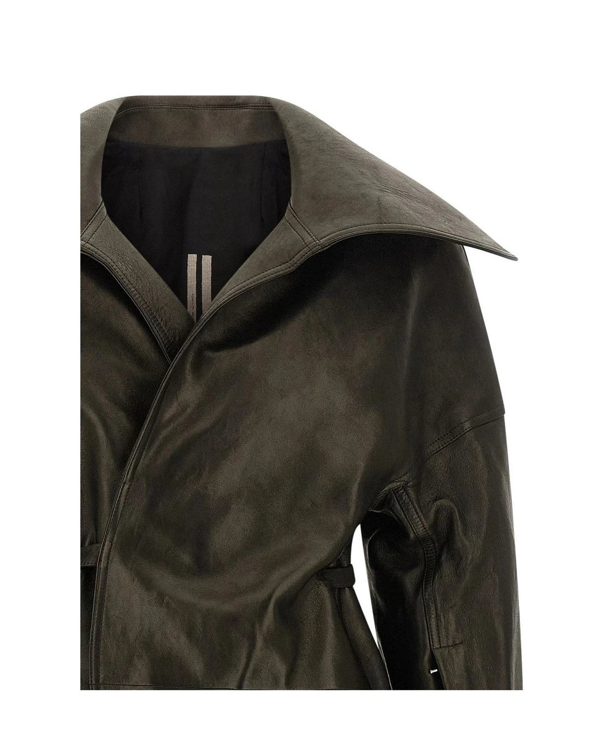 Rick Owens Wrap Coat in black, Lamb Leather โ view 3