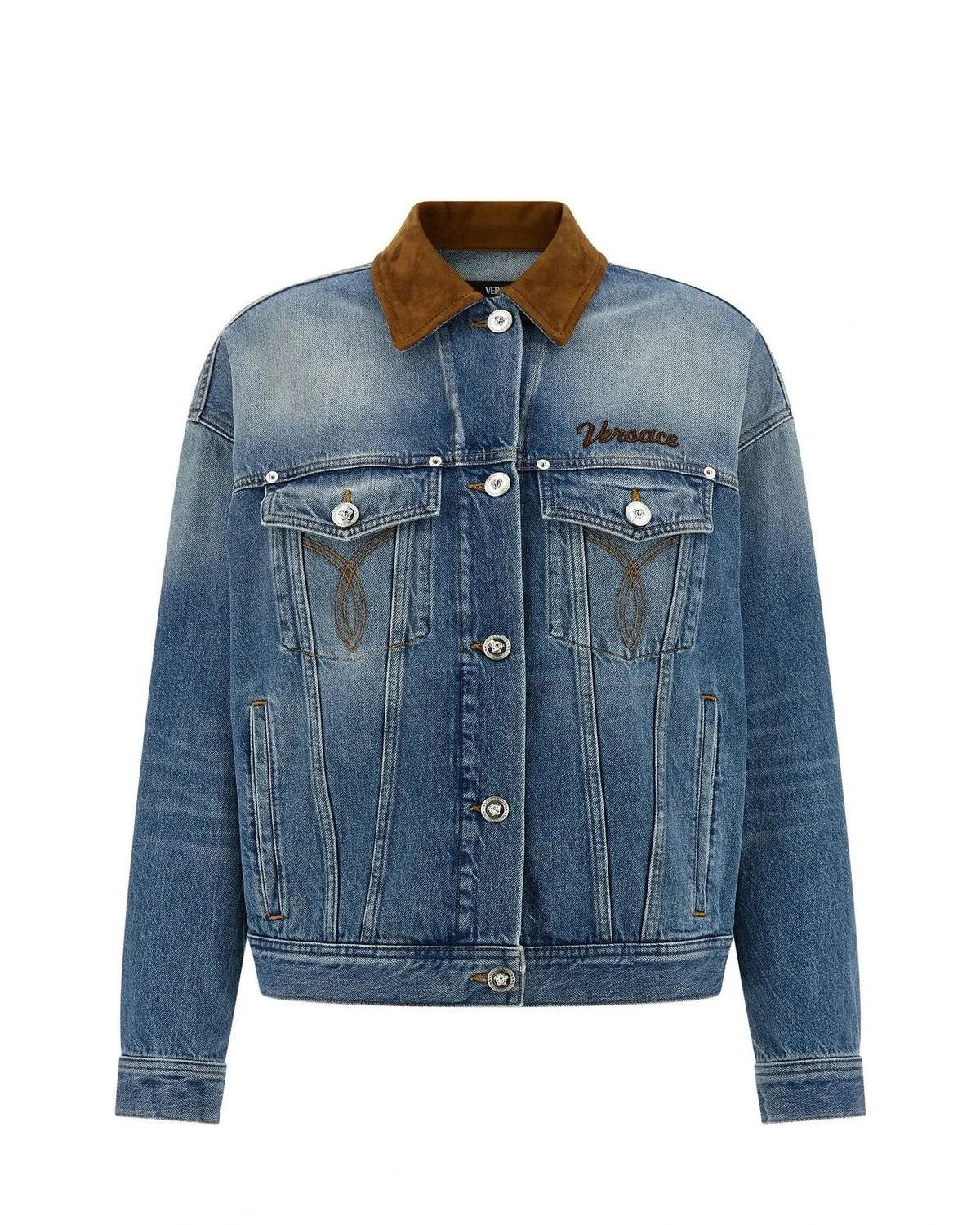 Versace Trucker Jacket in blue, Cotton