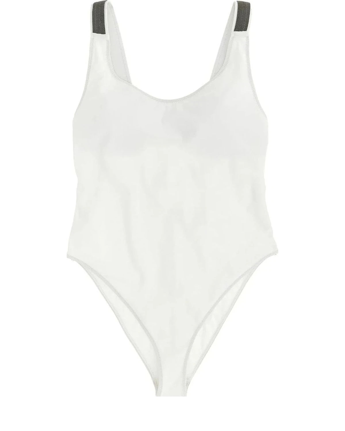 Brunello Cucinelli One-Piece Swimsuit in white, Polyamide