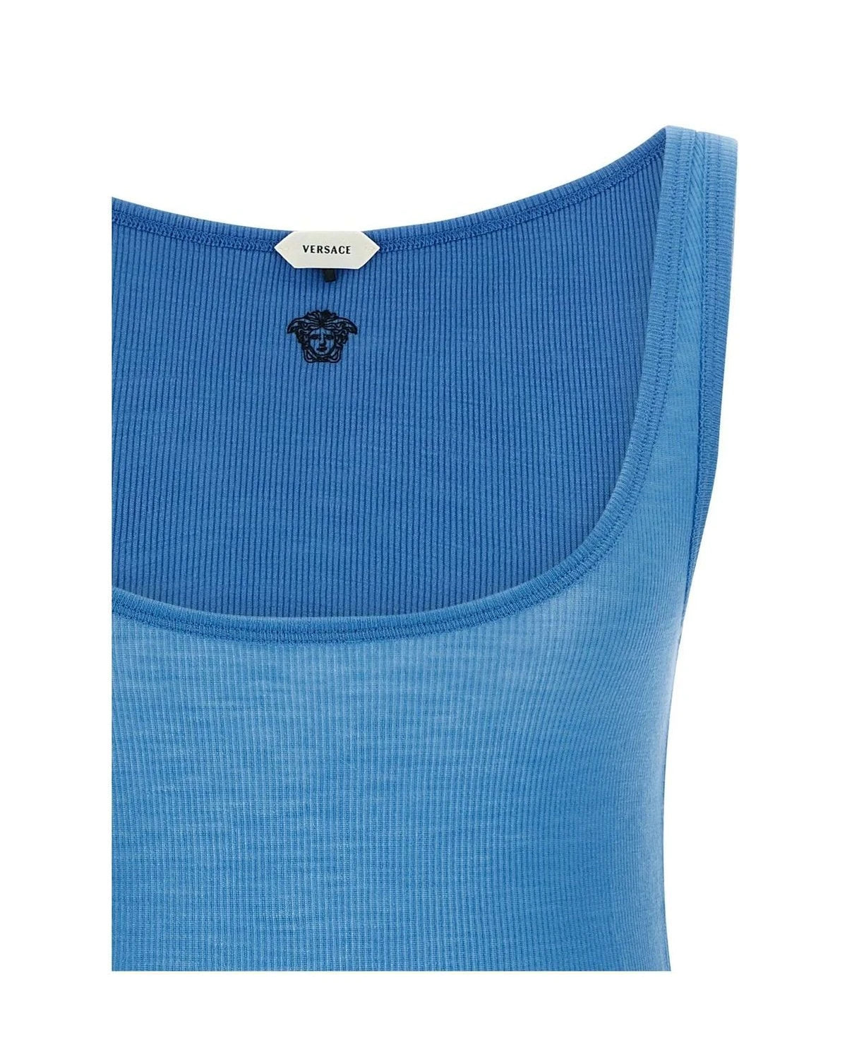 Versace Tank Top in blue, Virgin Wool — view 3