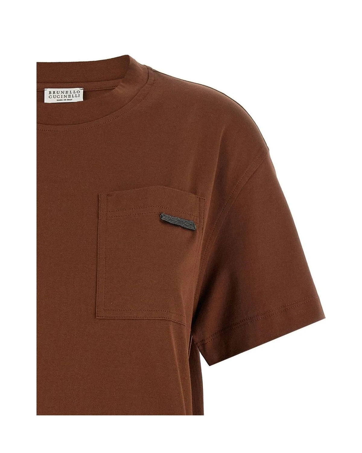 Brunello Cucinelli T-Shirt in brown, Cotton — view 3