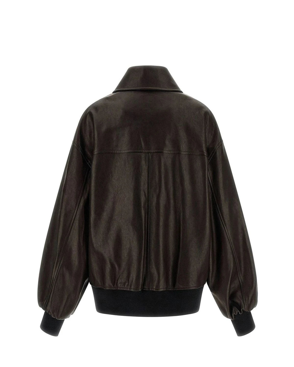 Khaite Bomber Jacket in brown, Lamb Leather — view 2