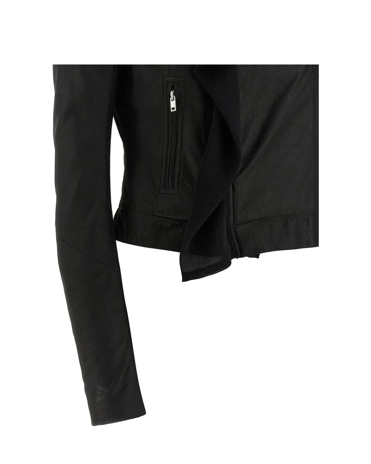 Rick Owens Trucker Jacket in black, Lamb Leather — view 4