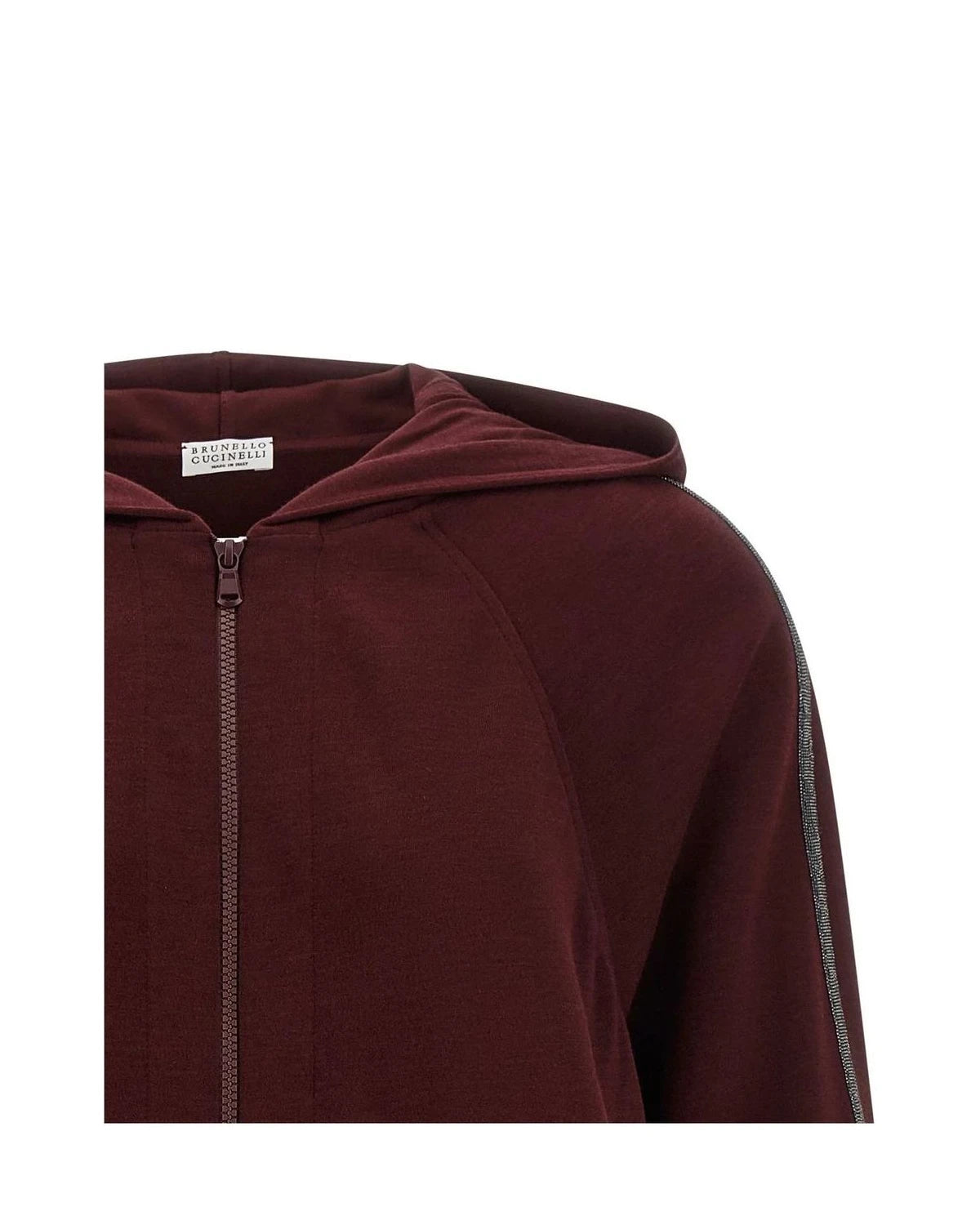 Brunello Cucinelli Hoodie in red, Cotton — view 4