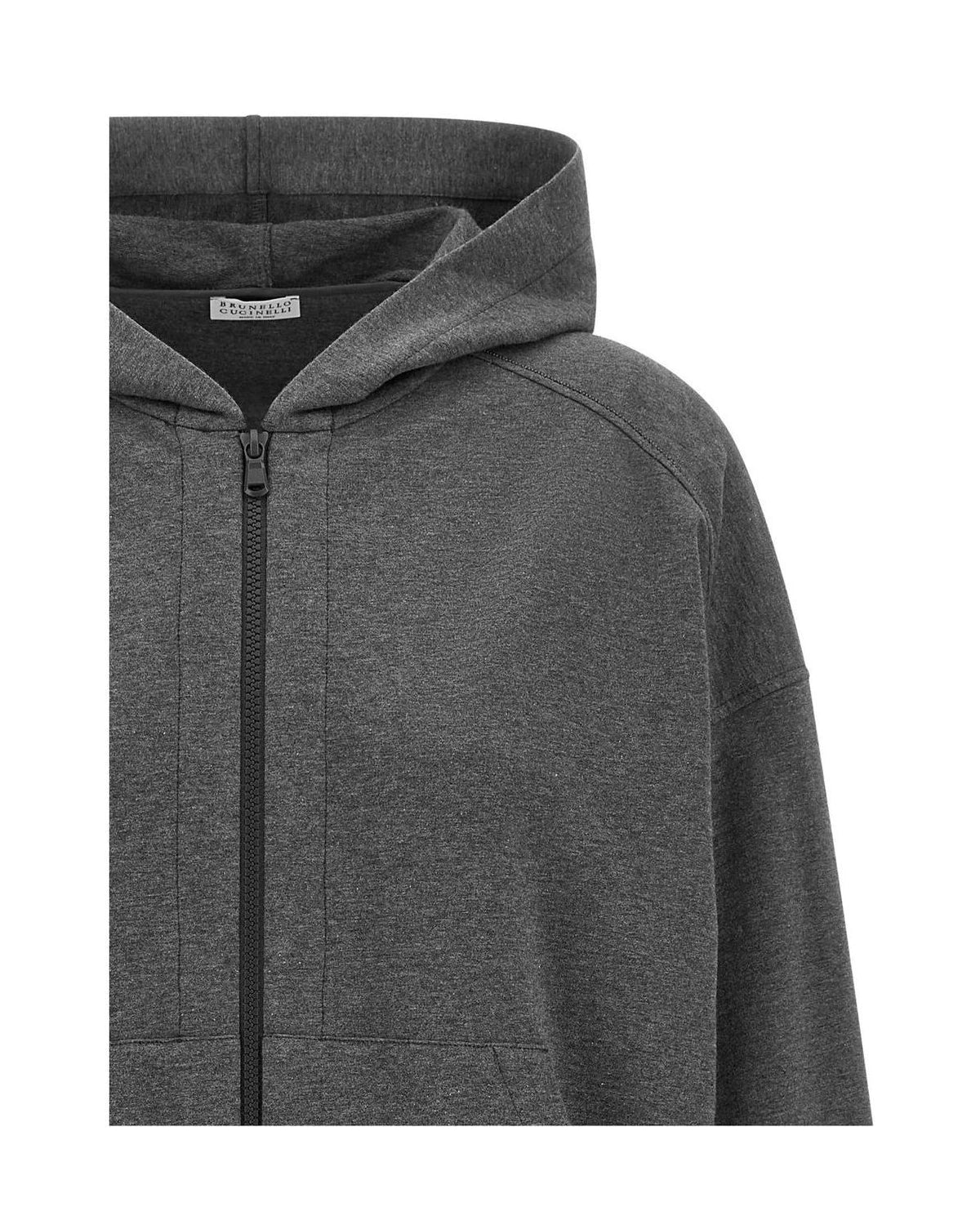 Brunello Cucinelli Hoodie in gray, Cotton — view 3
