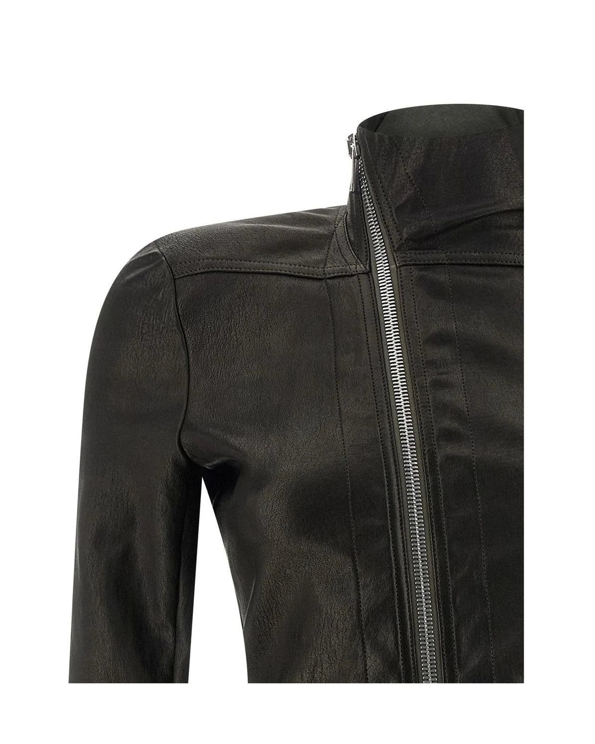 Rick Owens Trucker Jacket in black, Lamb Leather — view 3